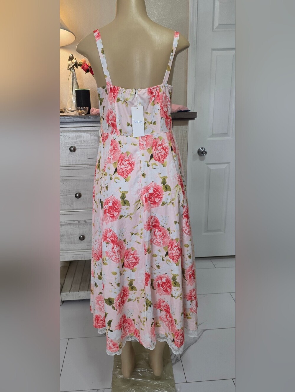 dELiA*s Pink Floral Lace-Trim Midi Dress - Picture 5 of 8